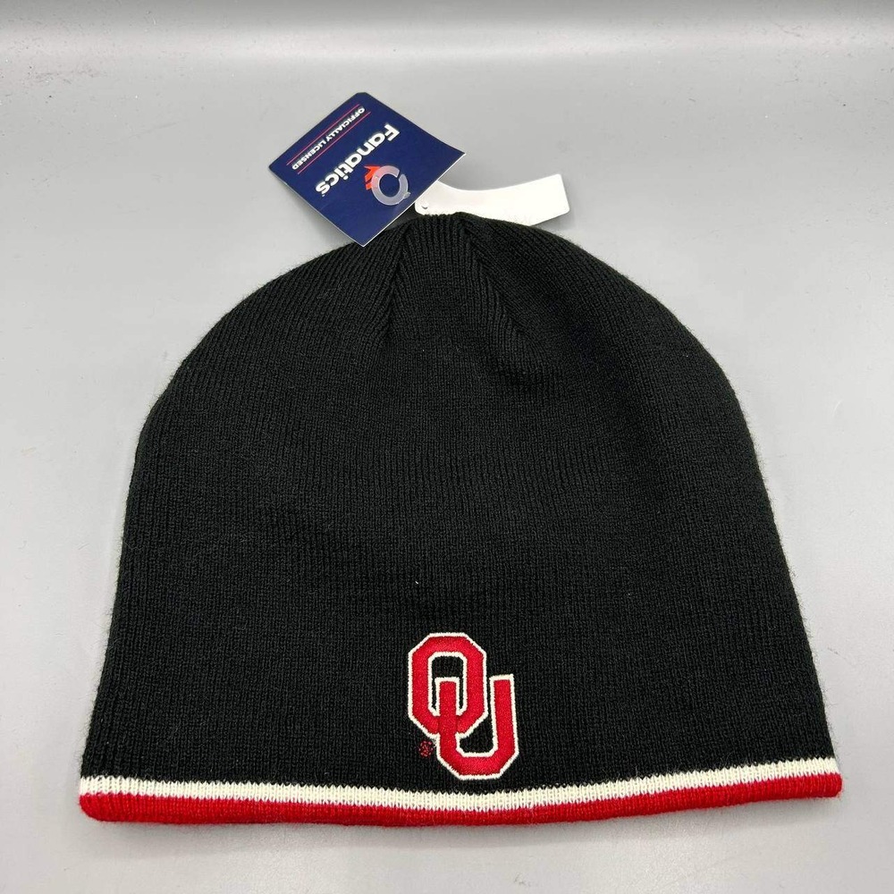 Oklahoma Sooners NCAA Hat Men Black Knit Fanatics Beanie Cap New